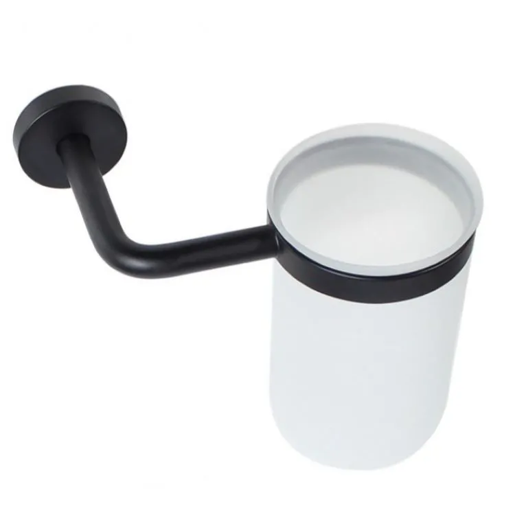 Tito portabicchiere in vetro a parete nero codice prod: 7418N product photo