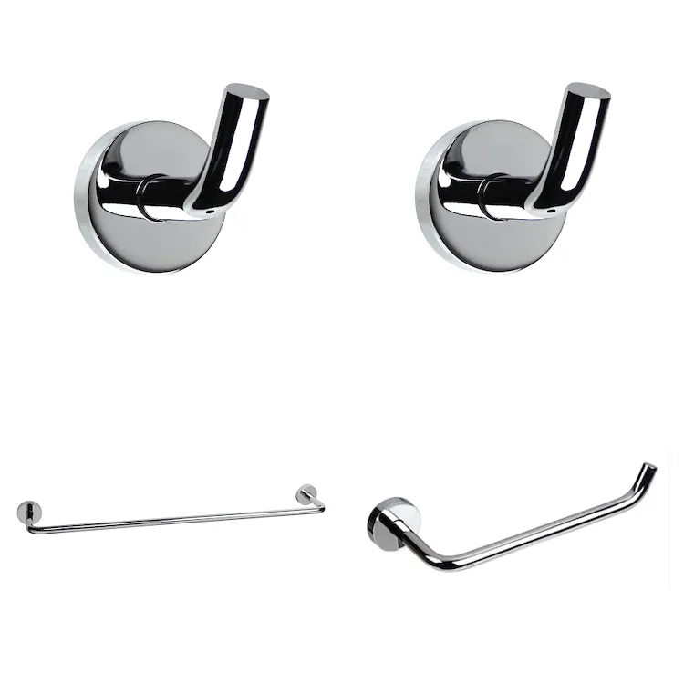 Tito set 4 pz due appendini, porta salviette e porta rotolo a parete cromato codice prod: 74SET-KK product photo