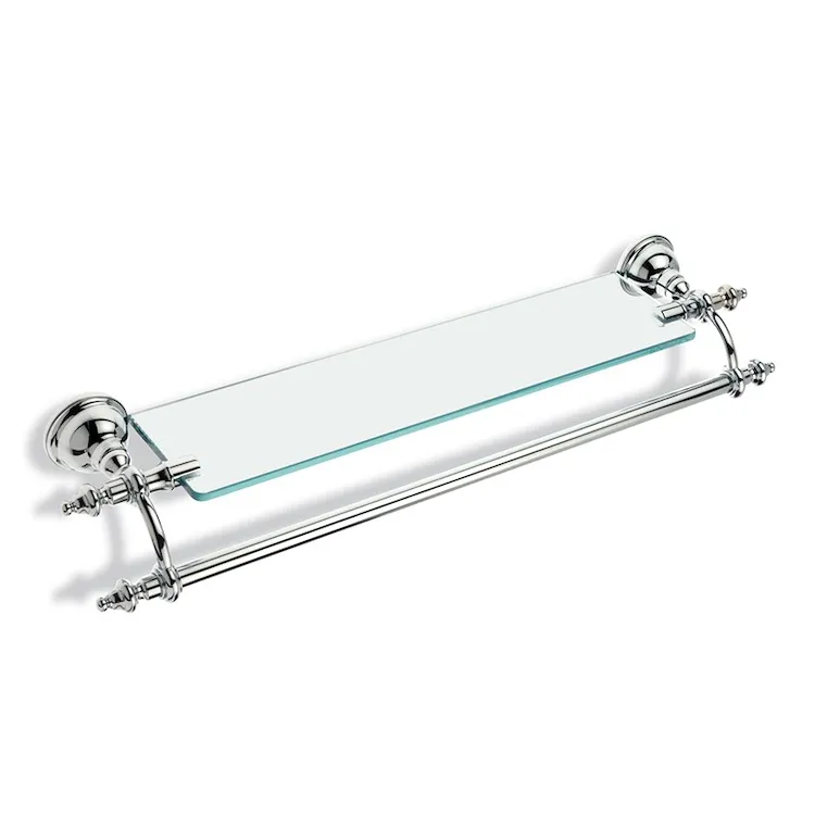 Elite mensola 61x15 in cristallo con portasalviette 40 cm cromata codice prod: 000EL3308 product photo