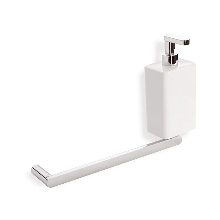 Living porta salviette con dispenser sapone in ceramica a parete cromato codice prod: 000LV69D08 product photo