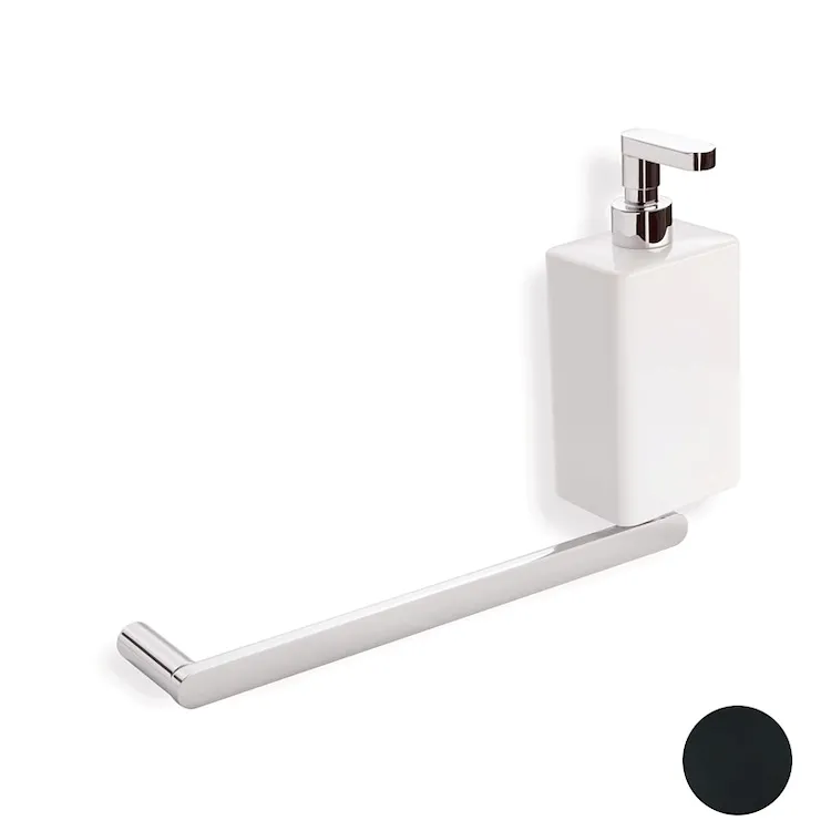 Living porta salviette con dispenser sapone in ceramica a parete nero opaco codice prod: 000LV69D23 product photo