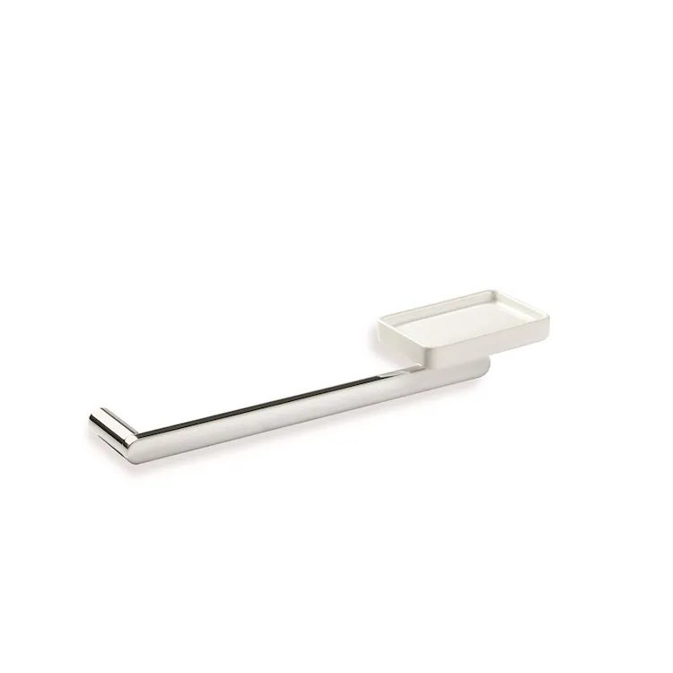 Living porta salviette con dispenser sapone in ceramica bianca a parete cromato codice prod: 000LV6908 product photo