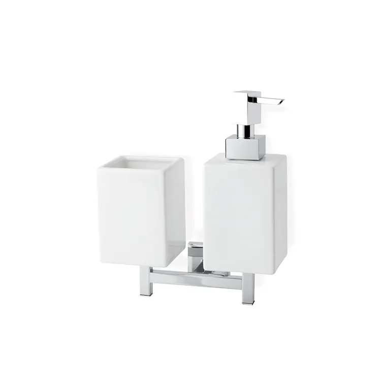 Urania dosatore con bicchiere a parete bianco e cromato codice prod: 000U14D08 product photo
