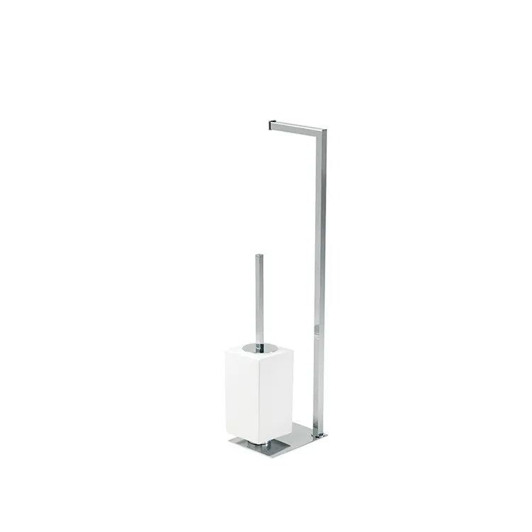 Urania piantana porta rotolo e porta scopino da appoggio bianco e cromato codice prod: 000U2008 product photo