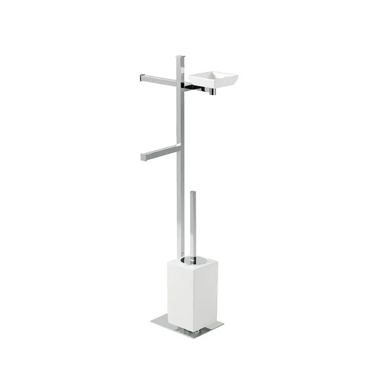 Urania piantana portascopino, portasalviette, portarotolo e portasapone bianco e cromato codice prod: 000U2108 product photo
