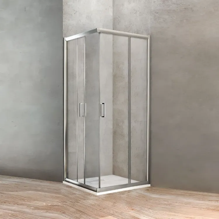 Gold box doccia angolare con due ante scorrevoli 73x75 profilo cromato e vetro trasparente codice prod: BBGOLT7575 product photo