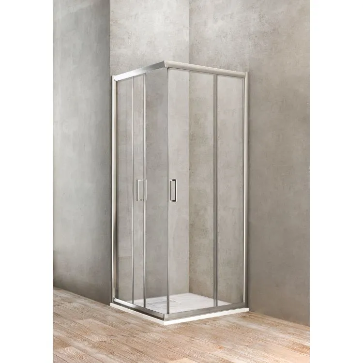 Gold box doccia angolare con due porte scorrevoli 70x70 profilo cromato e vetro trasparente codice prod: BBGOLT7070 product photo