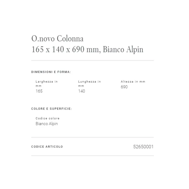 O.novo colonna bianco 01 bianco alpin codice prod: 52650001 product photo