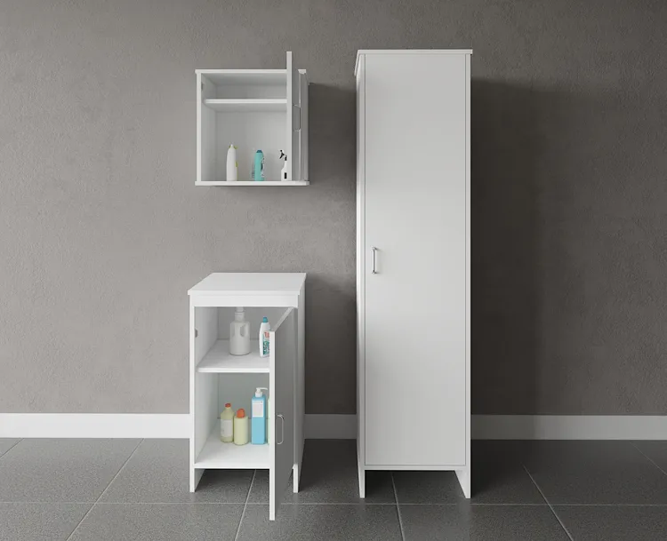 Composizione mobile bagno + base singola + pensile singolo con colonna singola codice prod: FB9006K FH945K FC9006K product photo