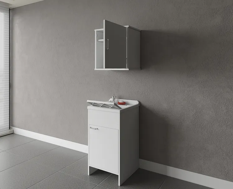 Composizione mobile bagno con lavatoio in resina, pensile singolo codice prod: 9006K FH945K product photo