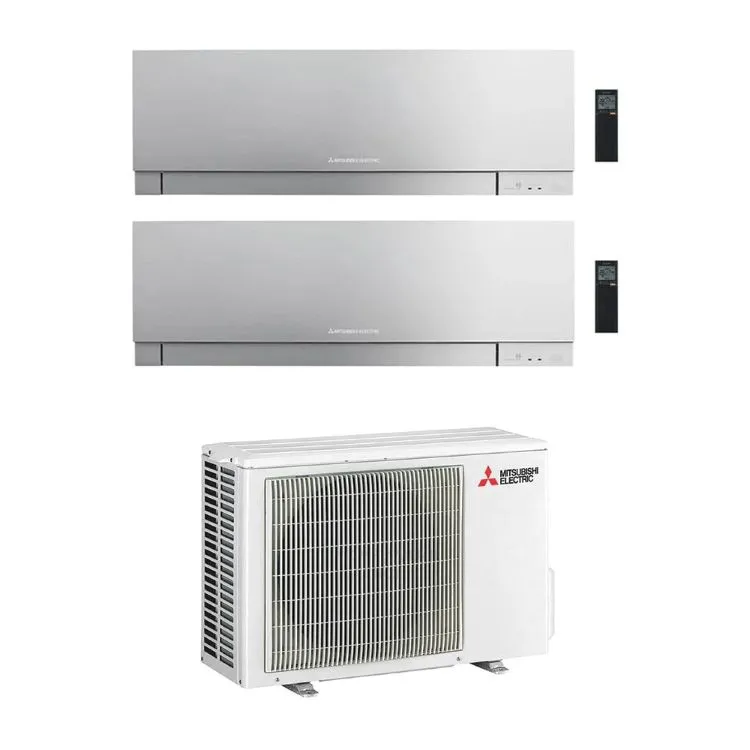 Kirigamine Zen condizionatore dualsplit 7000+9000 btu Wi-Fi argento codice prod: MSZ-EF22(25)VGKS MXZ-2F53VF4 product photo