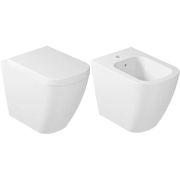 Meg11 wc+bidet+sedile a terra bianco lucido codice prod: 5481V2+5480V2+5479 product photo