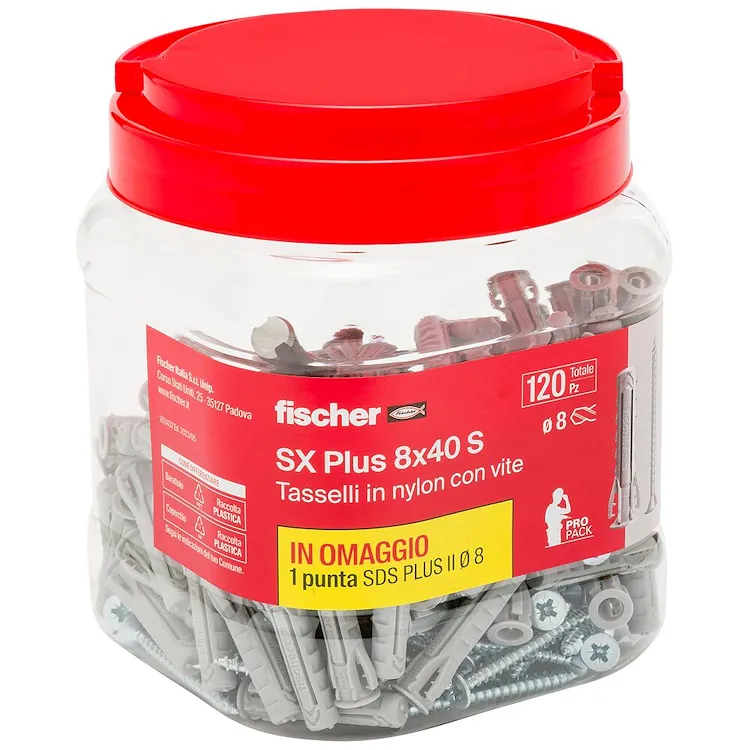 Tassello in nylon barattolo da 120 pz. SX Plus 8x40 S ProPack codice prod: 00570208 product photo