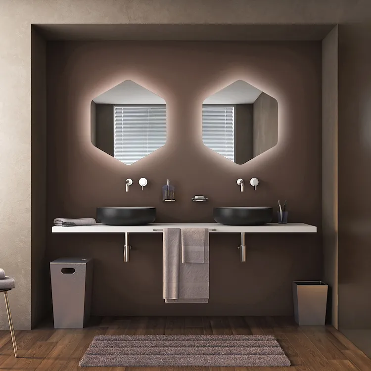 Esagono specchio led ambiente Ø68 cristallo luce bianca codice prod: L46033 product photo