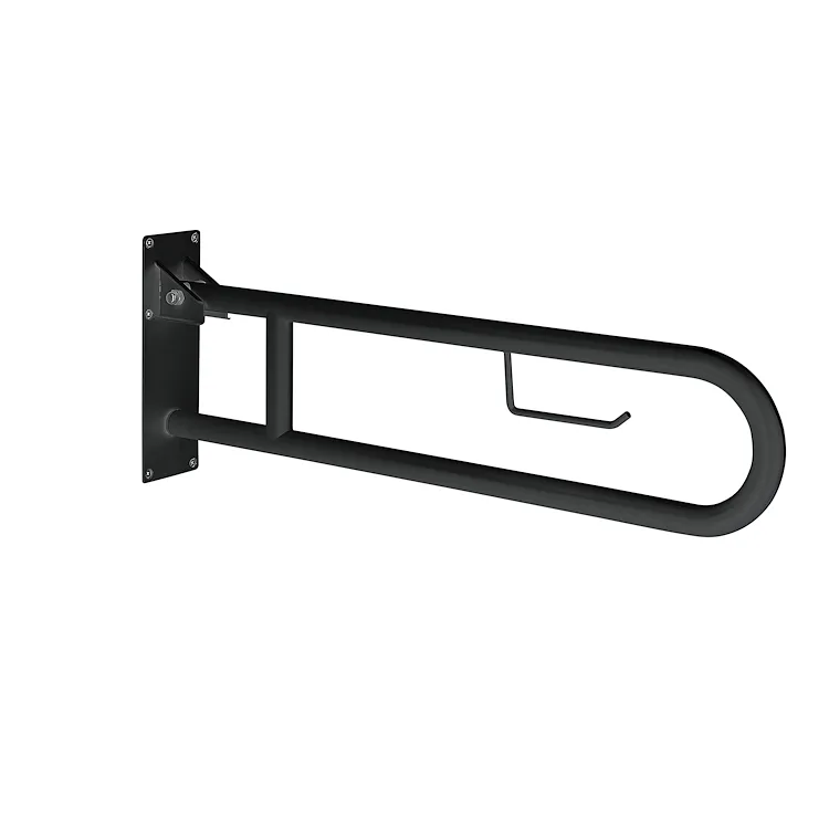 SNUG maniglione ribaltabile 80 cm con portarotolo nero opaco codice prod: 000056581400000 product photo