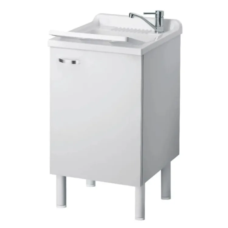 Arcobaleno lavatoio in nobilitato 50x50x85, con asse di lavaggio in PP e kit di scarico autopulente codice prod: 6003SK product photo