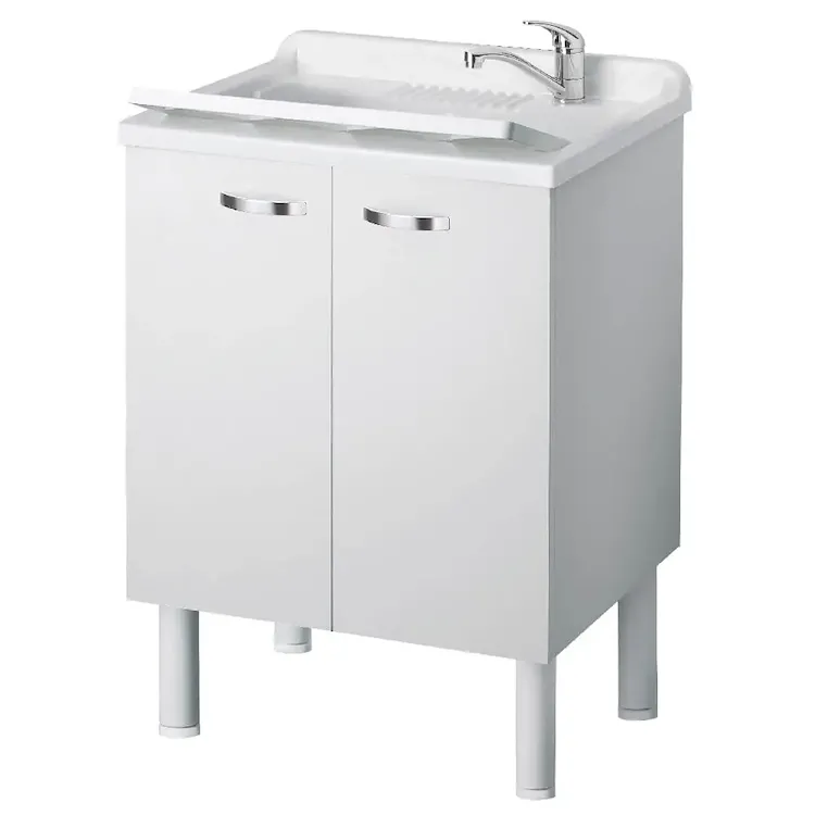 Arcobaleno lavatoio in nobilitato 60x60x85, con asse di lavaggio in PP e kit di scarico autopulente codice prod: 6007SK product photo