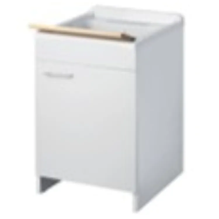 Lux lavatoio in nobilitato 45x50x85, con asse di lavaggio in legno, portabiancheria e kit di scarico codice prod: 7006LUX product photo