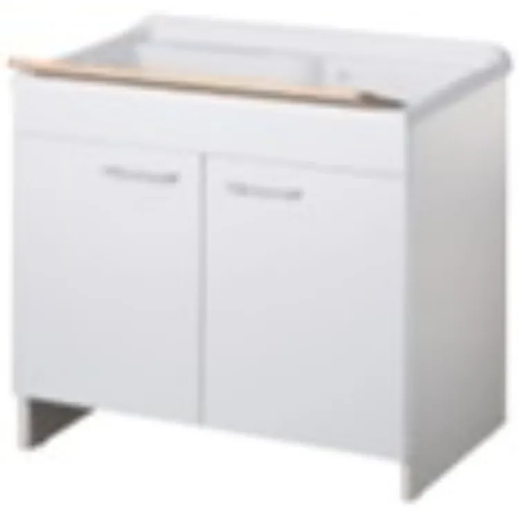 Lux lavatoio in nobilitato 80x50x85, con asse di lavaggio in legno, portabiancheria e kit di scarico codice prod: 7010LUX product photo