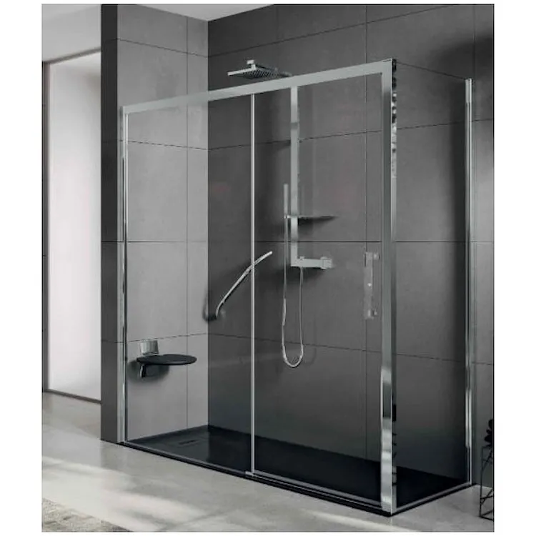 Rose rosse 2p porta scorrevole anta con fisso dx trasparente silver 116/122 codice prod: ROSE2P116D-1B product photo