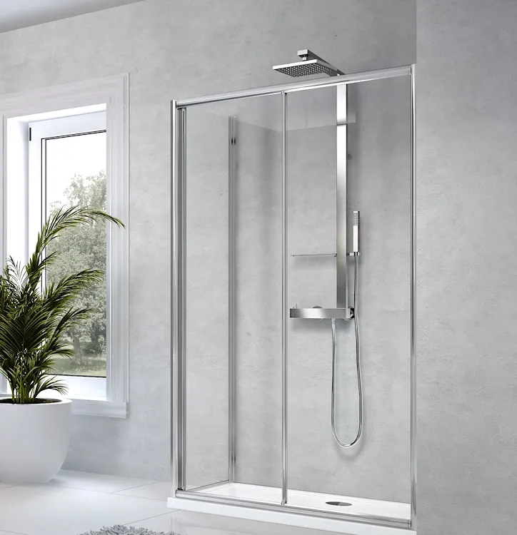 Star 2.0 parete doccia anta scorrevole e fissa 96x102 profilo cromato e vetro trasparente codice prod: STA22P96-1B product photo