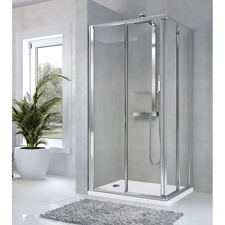 Star parete doccia angolare parte fissa e parte scorrevole 72x78 profilo cromato e vetro trasparente codice prod: NSTARA72L-1B product photo