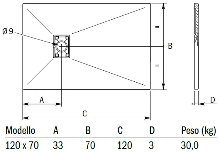 Piatto doccia mineral 120x70 antracite codice prod: DSV15848NE product photo