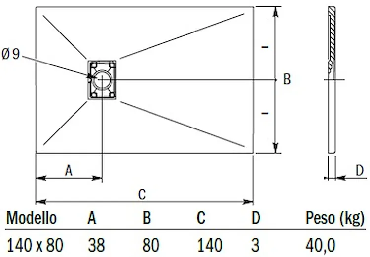 Piatto doccia mineral 140x80 grigio codice prod: DSV15851GR product photo