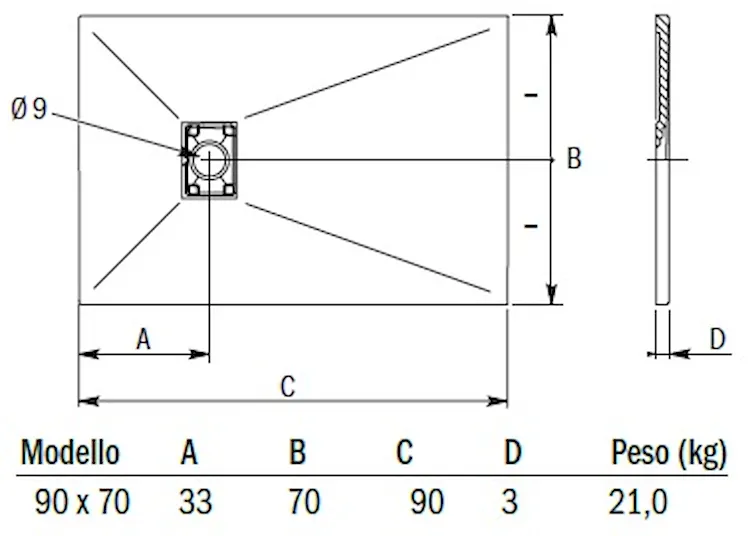 Piatto doccia Mineral 90x70 antracite codice prod: DSV15846NE product photo