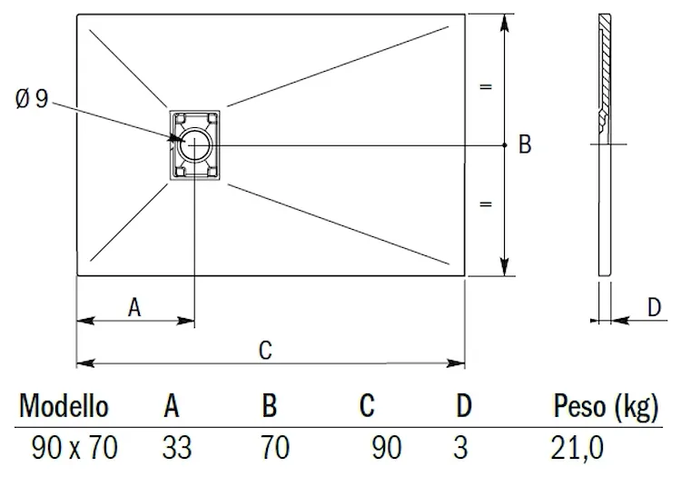 Piatto doccia Mineral  90x70 panna codice prod: DSV15846PA product photo