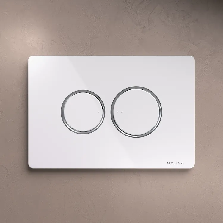 Nativa placca wc a doppio tasto rotondo bianco finitura cromata codice prod: JP3BC product photo
