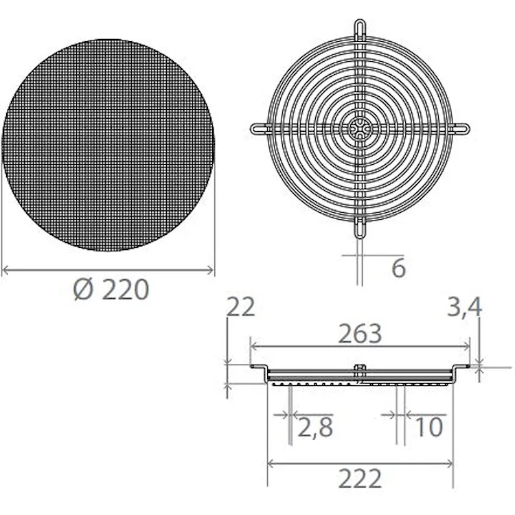 Kit n.1 protezione anti insetti applicabile solo su griglie esterne fisse DN 160 mm codice prod: GB0755II product photo
