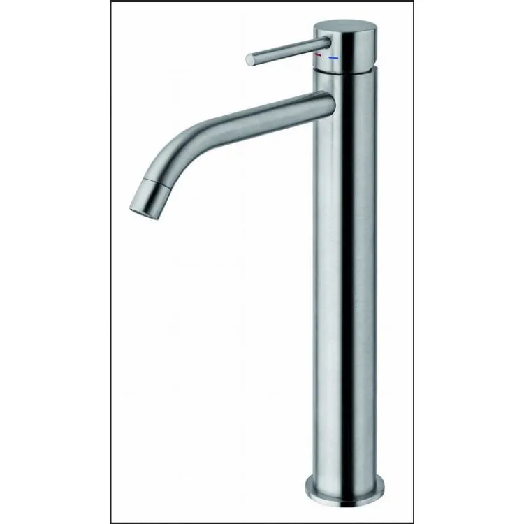 Light rubinetto lavabo monoleva con piletta, colore Steel looking codice prod: LIG081KST product photo