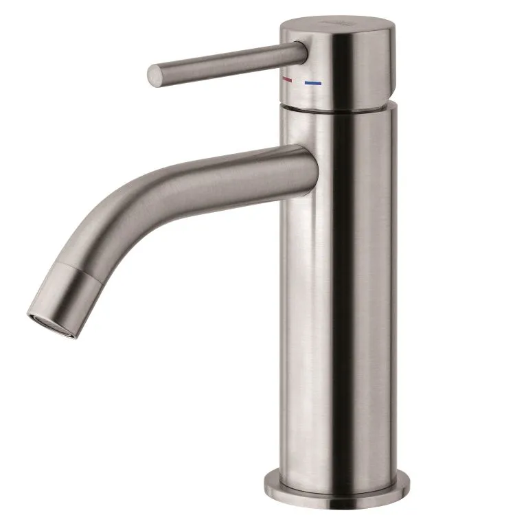 Light rubinetto lavabo monoleva con piletta finitura Steel looking codice prod: LIG075ST product photo