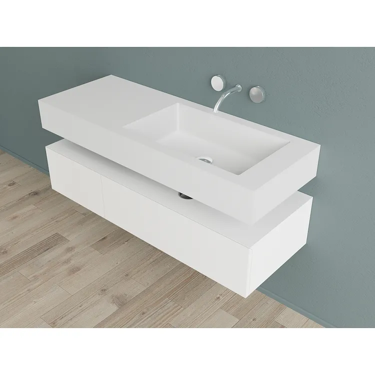 Block2 composizione mobile bagno con lavabo e contenitore 120 cm prof. 45 cm senza foro rubinetto codice prod: B2.120.45.SFR product photo