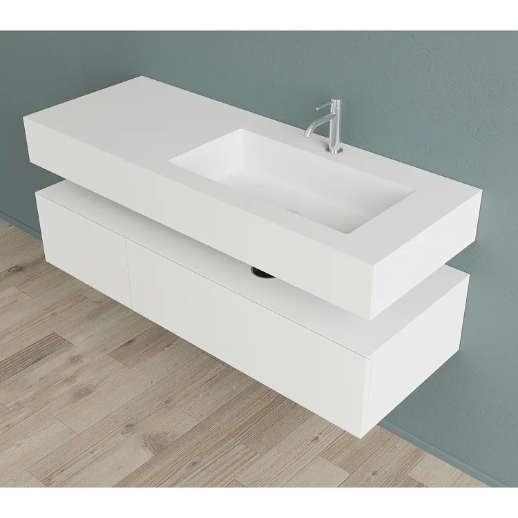 Block2 composizione mobile bagno con lavabo e contenitore 120 cm prof. 45 cm con foro rubinetto codice prod: B2.120.45.CFR product photo