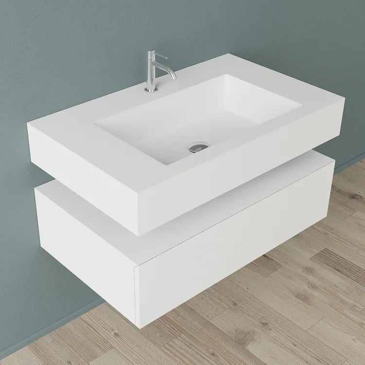 Block2 composizione mobile bagno con lavabo e contenitore 90 cm prof. 54 cm con foro rubinetto codice prod: B2.90.54.CFR product photo