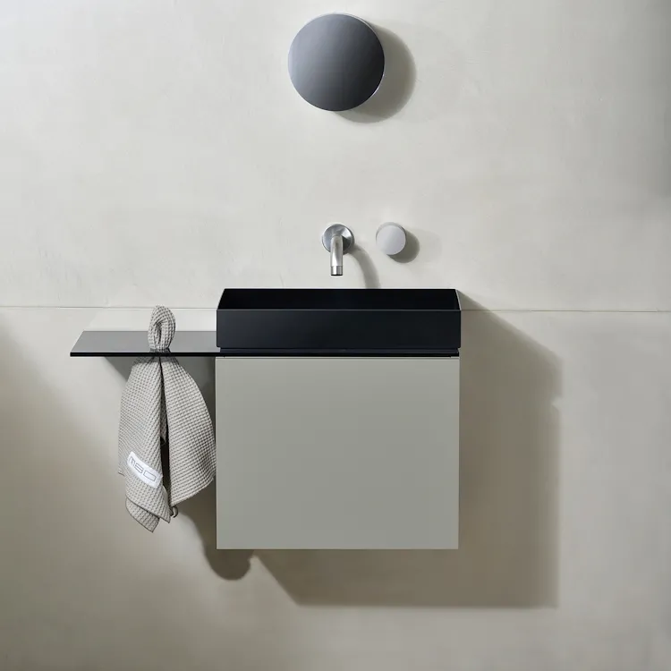P50 composizione mobile bagno con lavabo e piano versione sinistra ecru'  nero codice prod: P50L.S.E