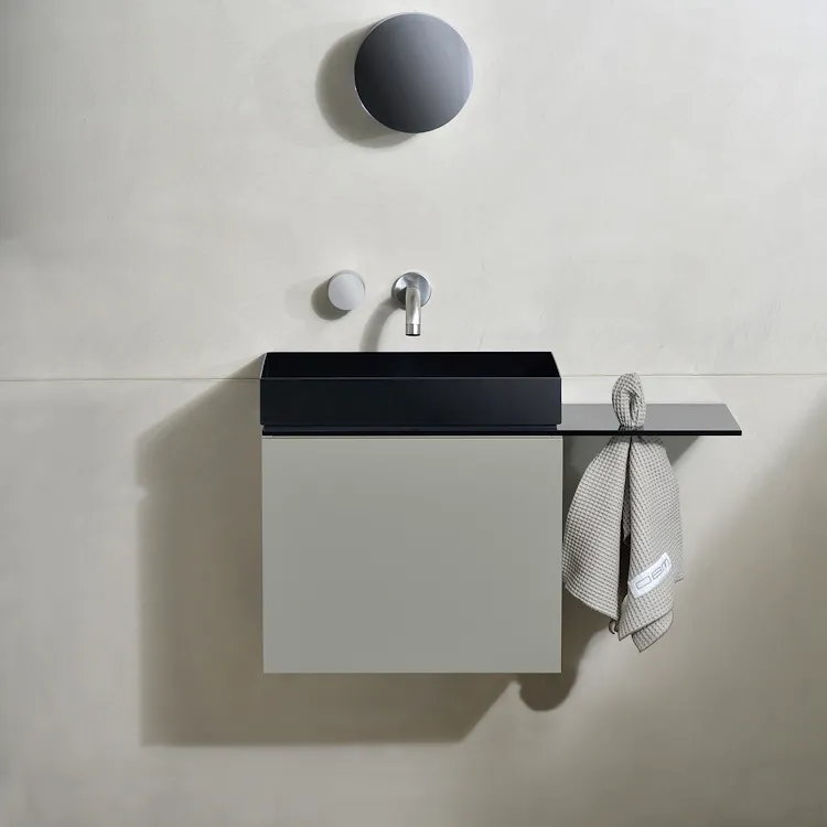 P50 composizione mobile bagno con lavabo e piano versione sinistra ecru' nero codice prod: P50L.S.E product photo
