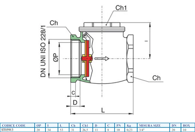 Clapet ff c/ten gomma sb 3/4" codice prod: DSV05913 product photo